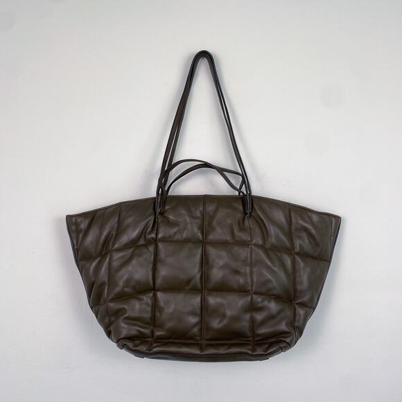 ALLSAINTS Nadaline Leather Quilted Tote Bag in Olive - Picture 3 of 8